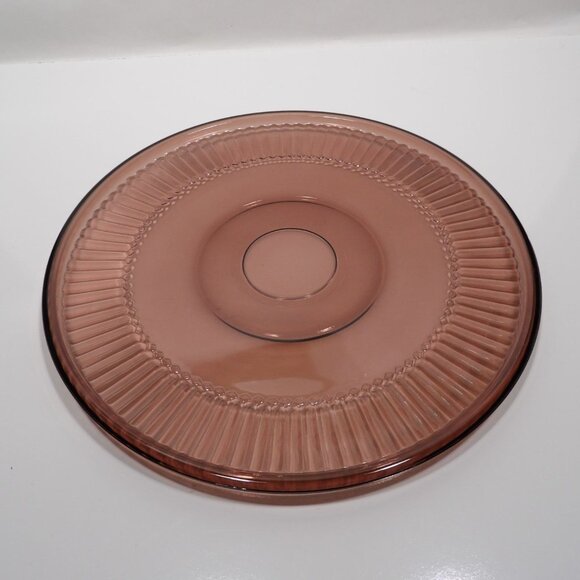 Purple Brown Glass Scalloped Decorative Serving Platter Cake Dessert Sandwiches - Picture 1 of 10